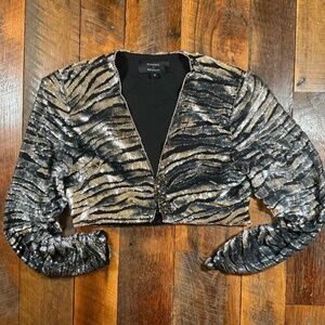 DUNDAS x REVOLVE Metallic Sequin Tiger Stripe Cropped Jacket Women’s Medium